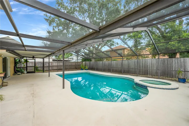 The Heated Spa spills over into the pool.