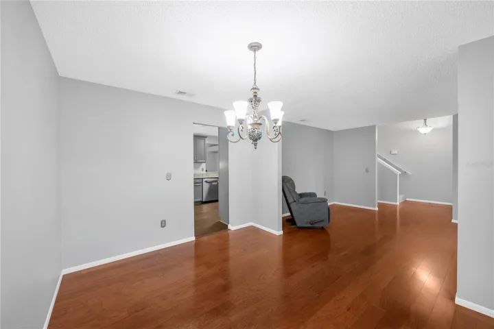 The dining room has easy access to the kitchen.