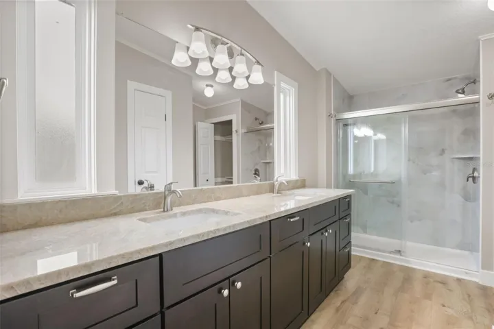 Double Quartzite Countertop over Brand new Cabinets