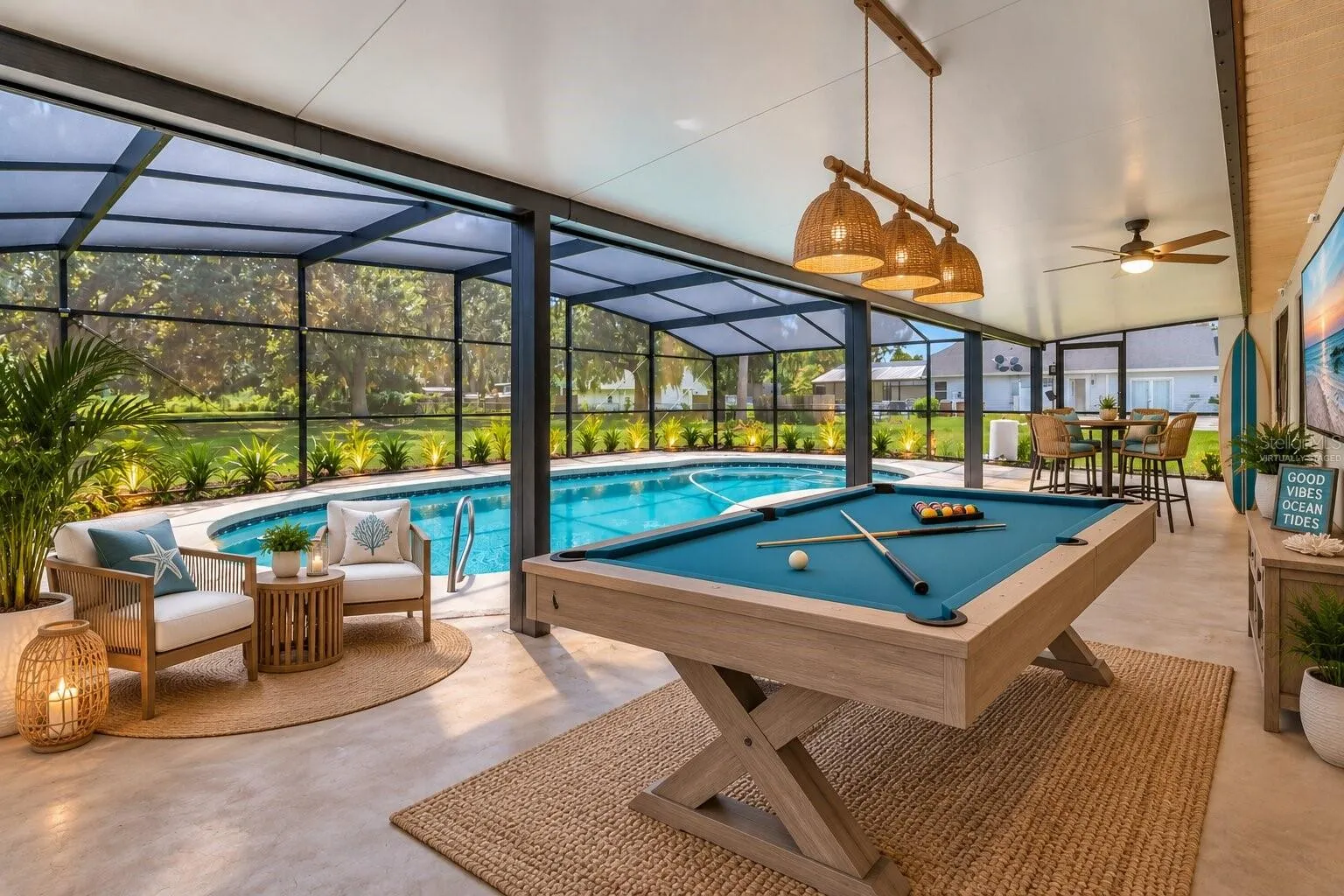 Virtually Staged Screened Lanai/Pool