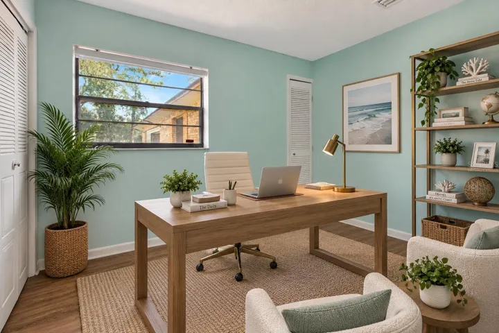 Virtually Staged Bedroom 2 as Home Office