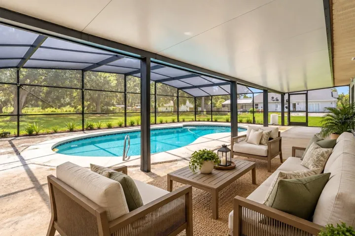 Virtually Staged Screened Lanai/Pool