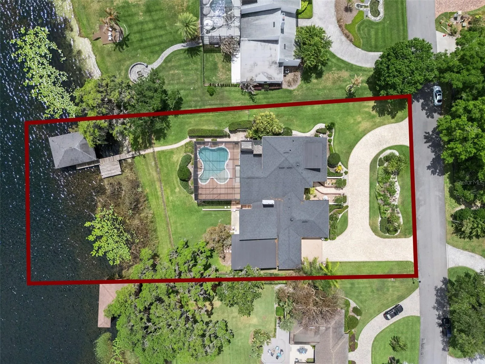 Outdoor features include a screened pool, covered entertaining area, fenced yard.