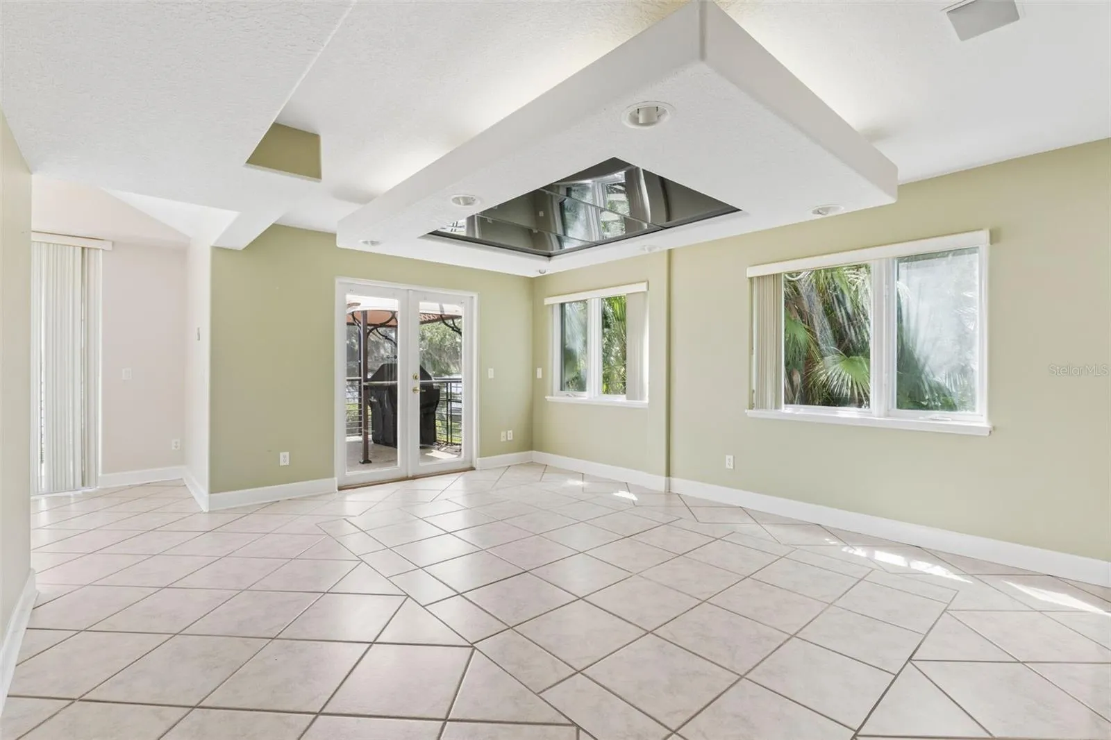 Dining room with two large windows and