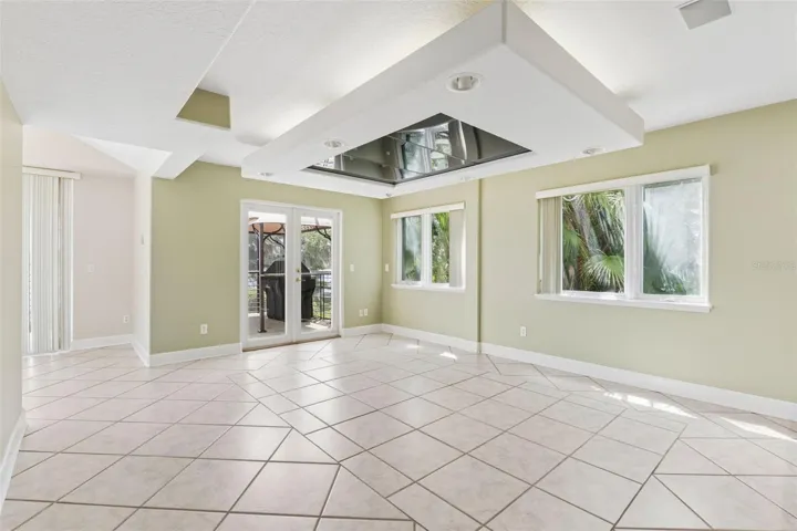 Dining room with two large windows and