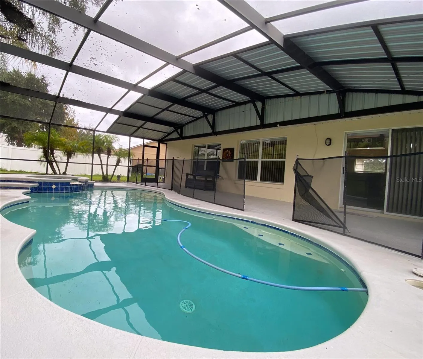 Saltwater pool with spa