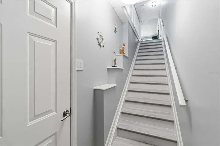 Enter up one flight of stairs and enjoy the convenience of a single-level living space.