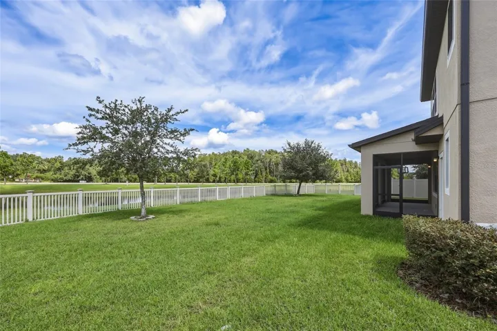 Generously sized fenced in yard