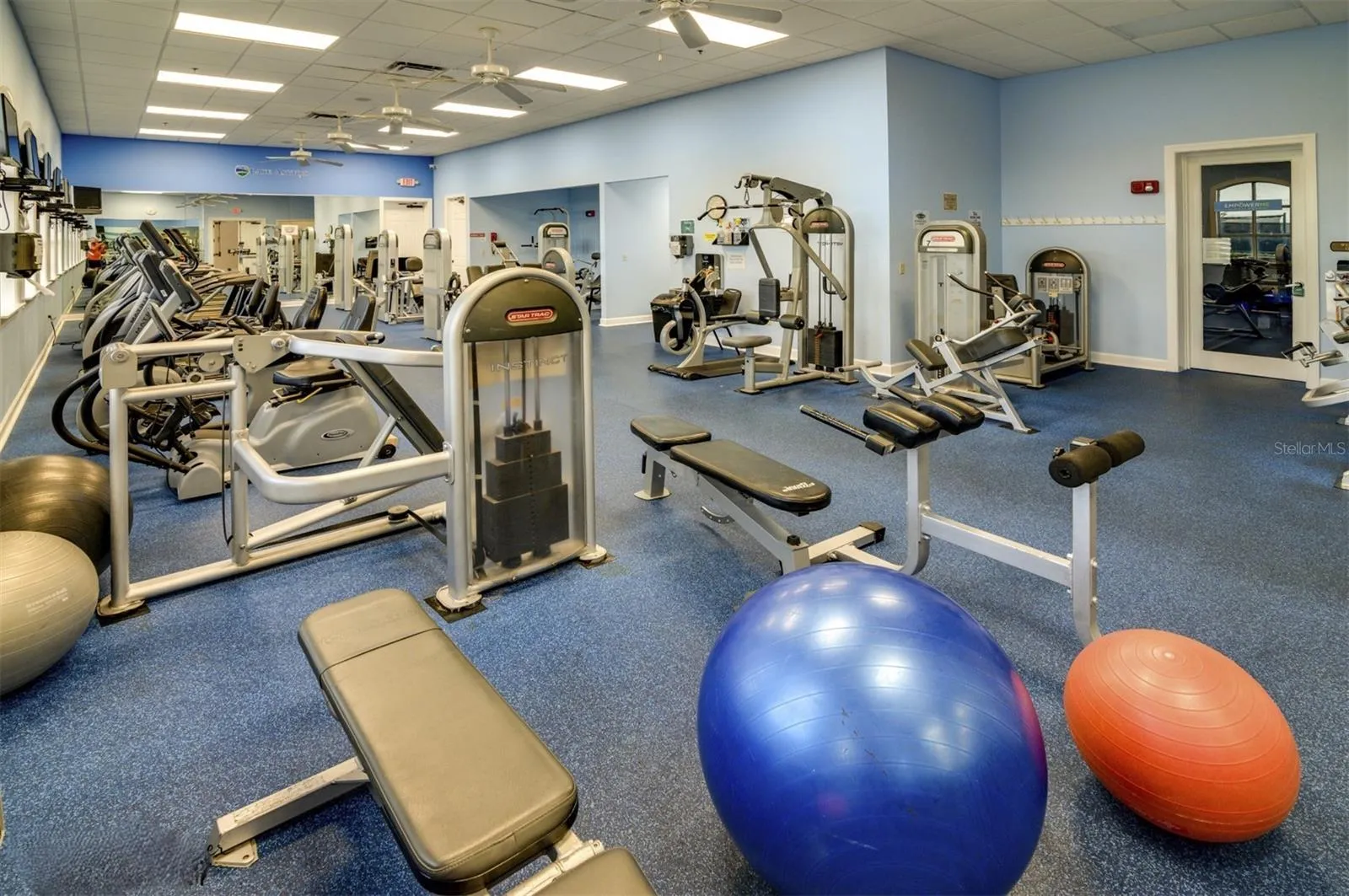 A physical rehabilitation company is located in the Health and Fitness Center's fitness room and provides a wide variety of rehabilitation services for residents.