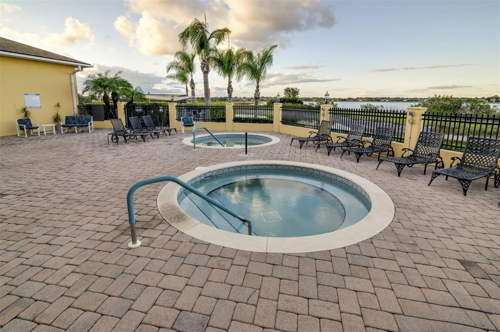 The spa patio is just outside the indoor pool.
