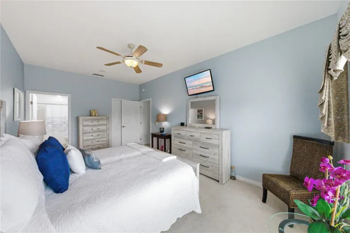 The primary bath has a walk-in closet that is just behind the access door.