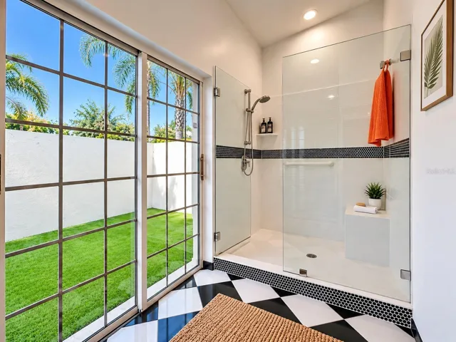 Primary Bathroom with oversized shower .