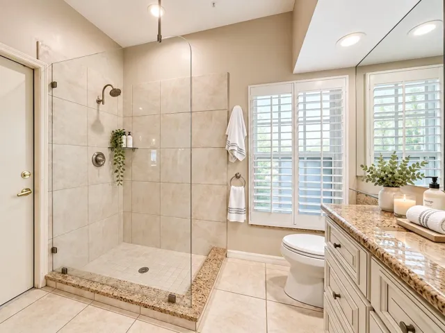 Bathroom #2 Access to outdoor pool area very convenient.