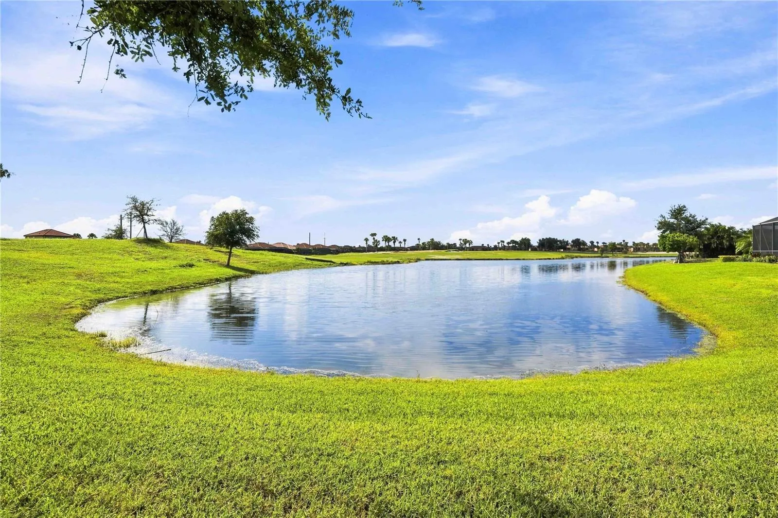 Small lake in the front of the home