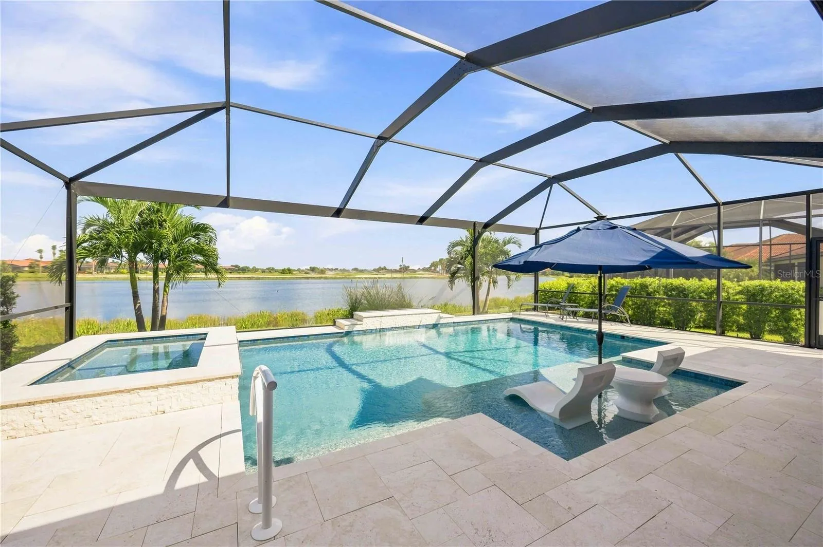 Custom Pool, waterfall, sun deck