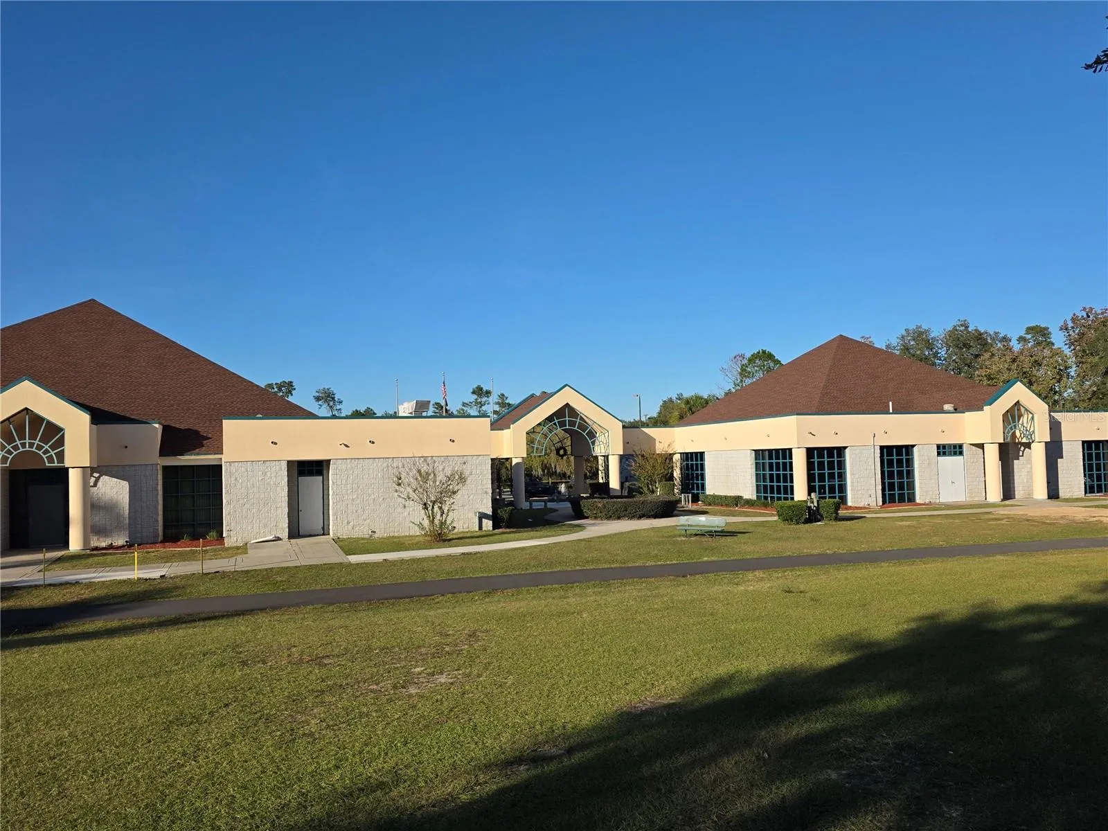 The back side of the community center
