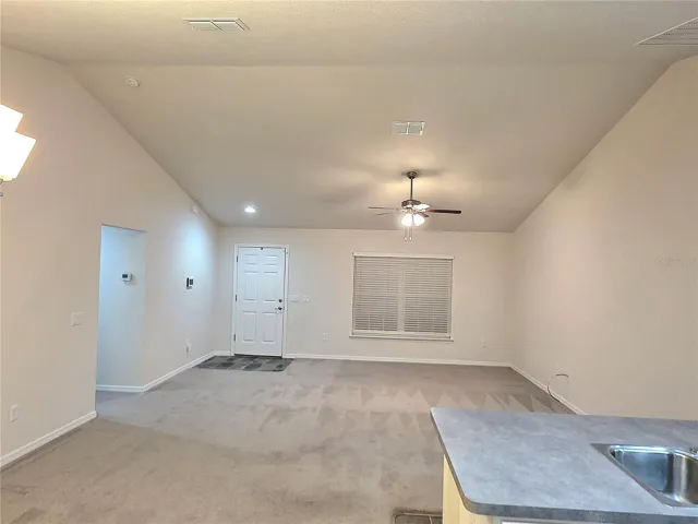View into the living room from the kitchen area