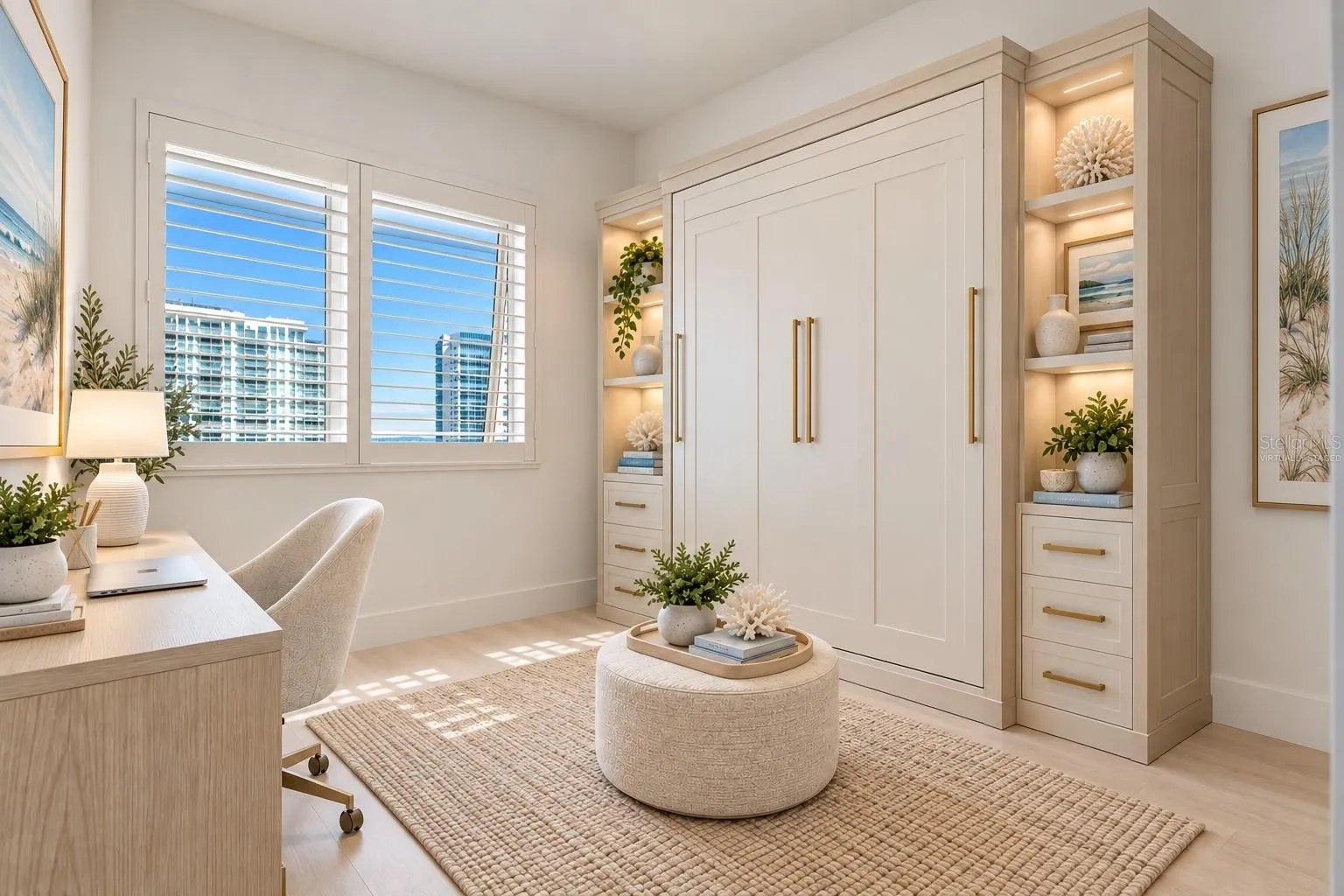 Virtually Staged- Office/Den with Murphy Bed + Pocket Door