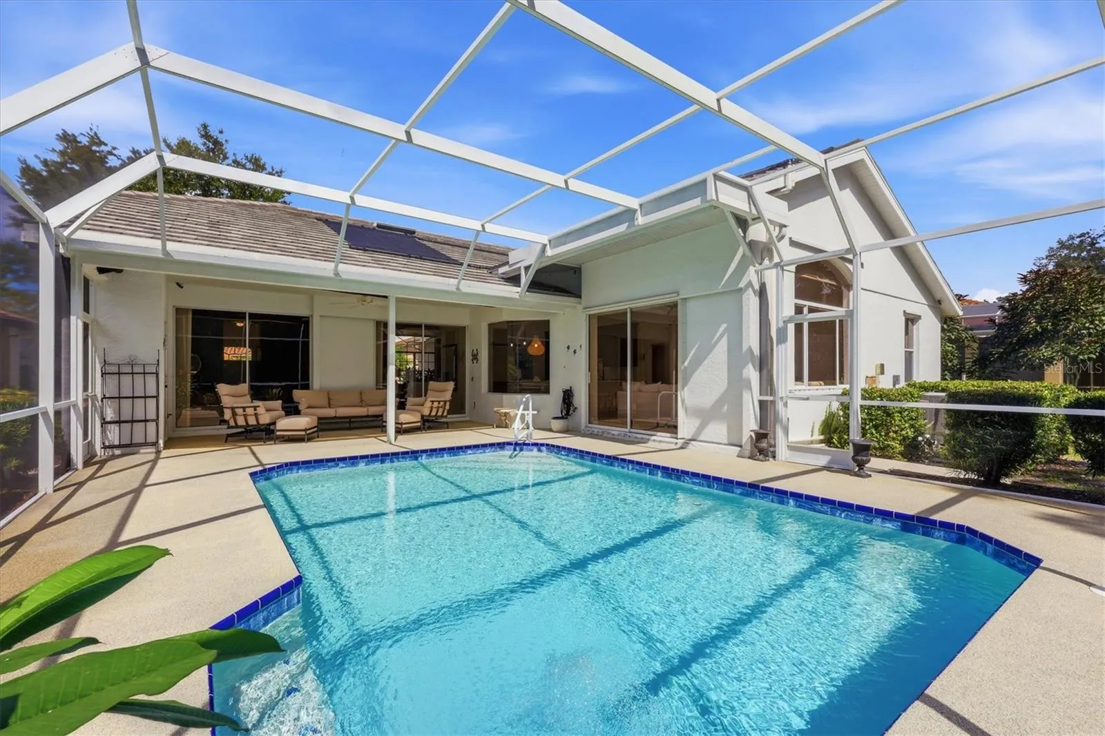 Salt-water pool with rubberized deck