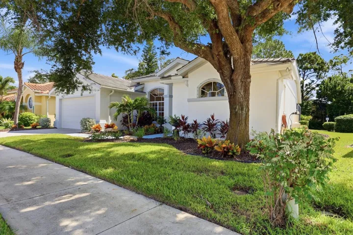 Front exterior, nice shade tree