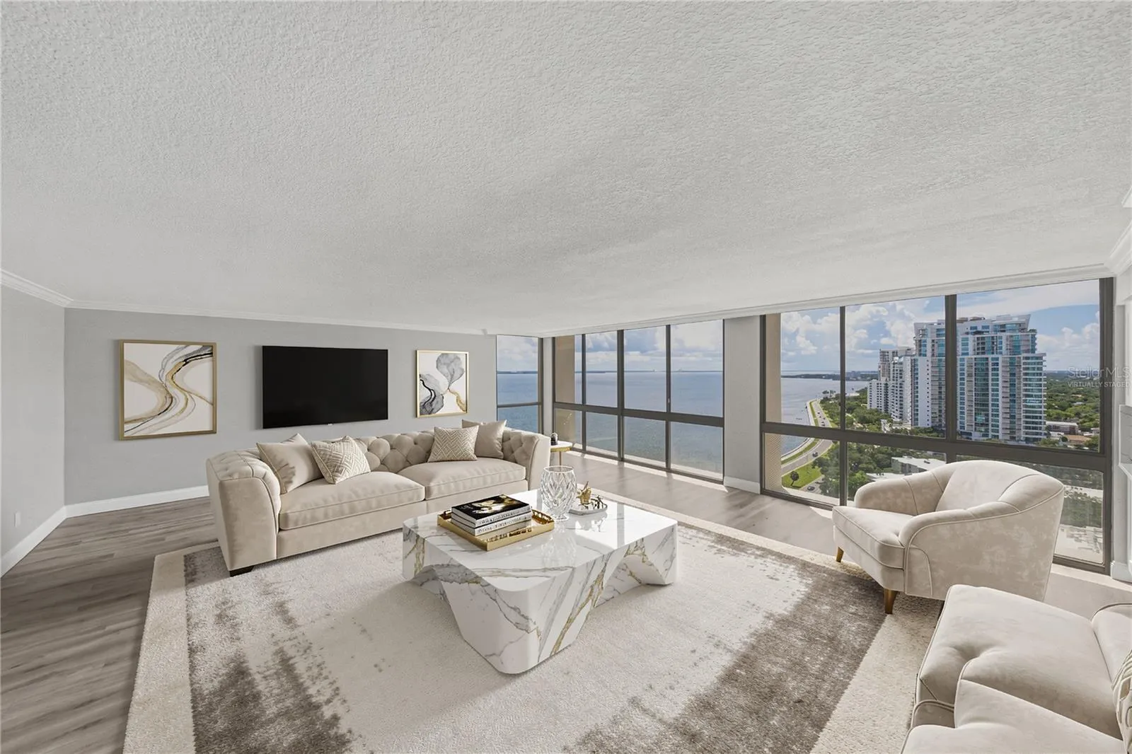 Virtually staged great room