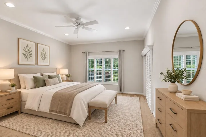 Primary Bedroom with Sliders to Florida Room