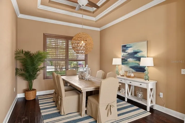 Dining room with double tray ceiling