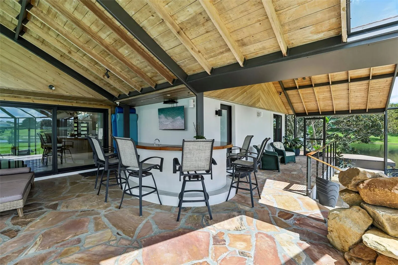 Outdoor bar area.