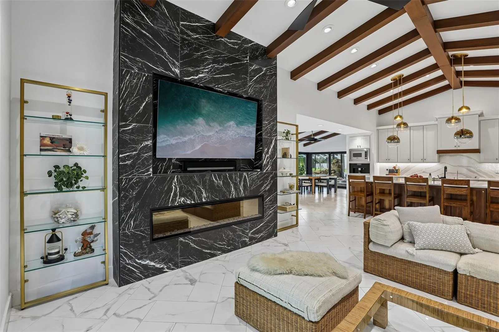 Great room with view to kitchen.