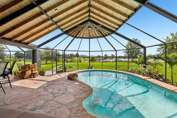 Enjoy views of the from the sparkling salt water pool.