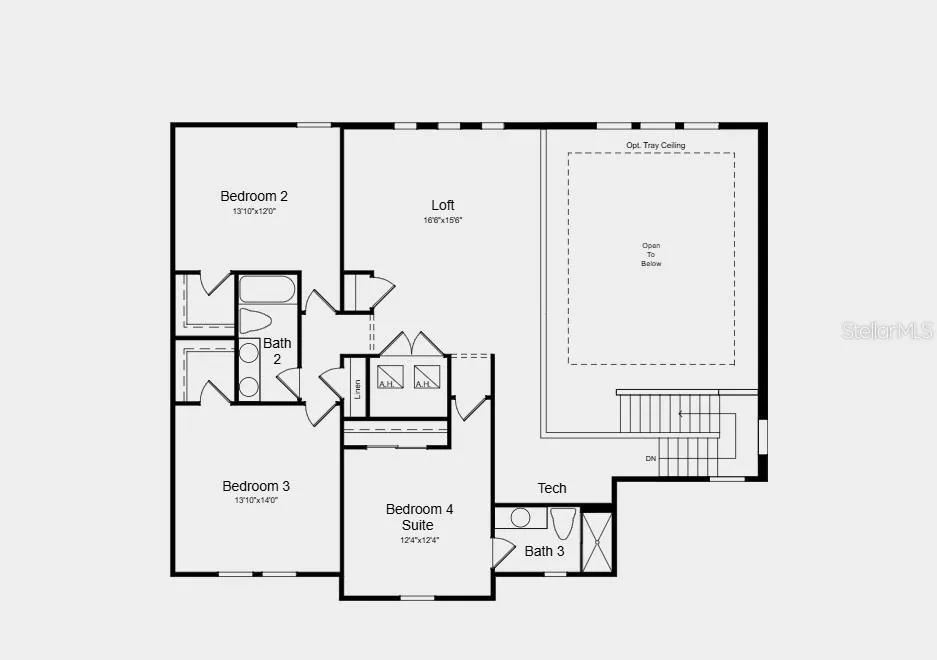 Second Floor Plan - Additional Highlights Include: 8' interior doors, wrought iron stair railing throughout, tray ceiling package, and outdoor kitchen rough-in