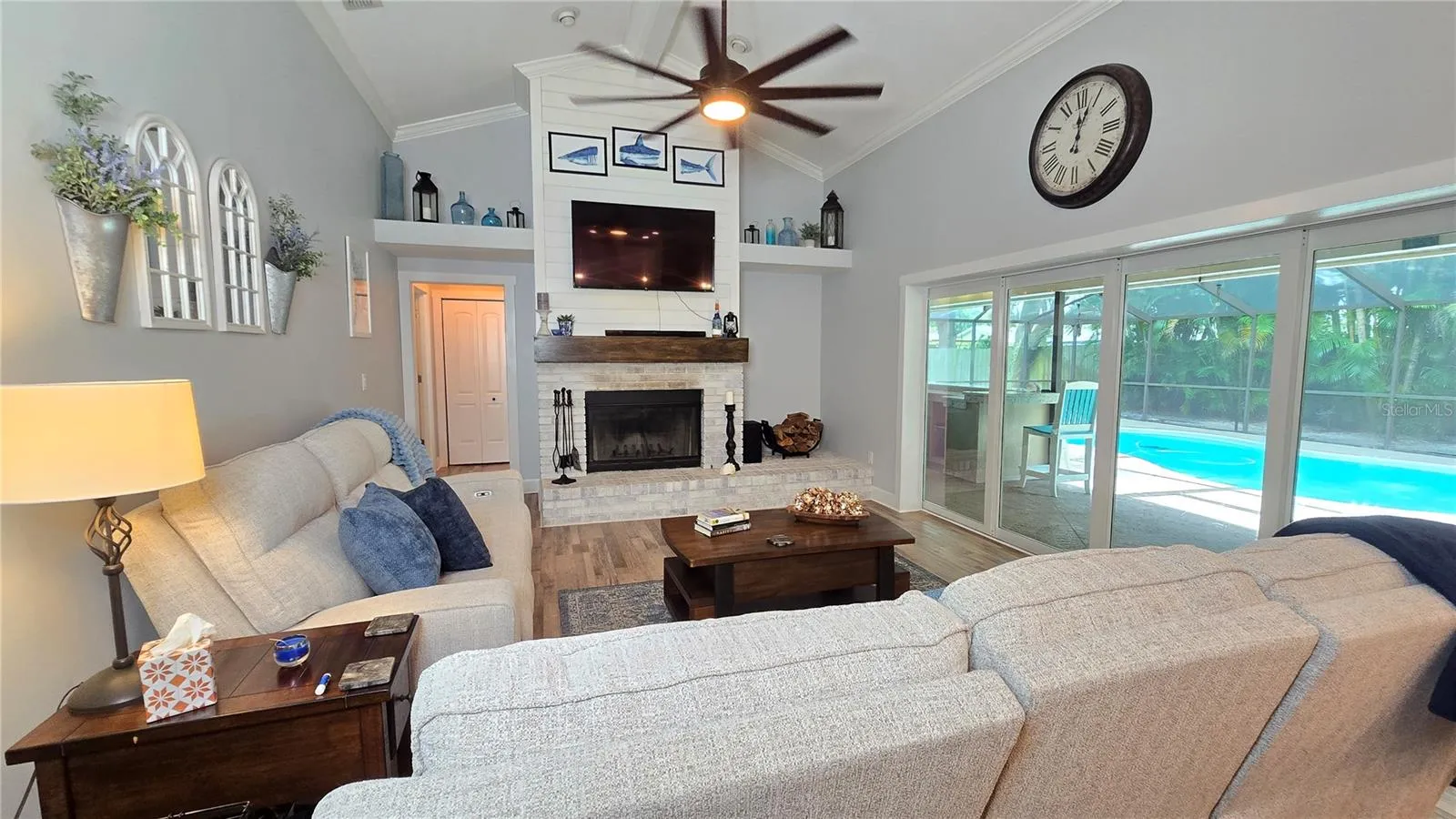 Wood burning fireplace located in the Family Room.  Last year (Nov 2025) owners said they had the fireplace cleaned professionally