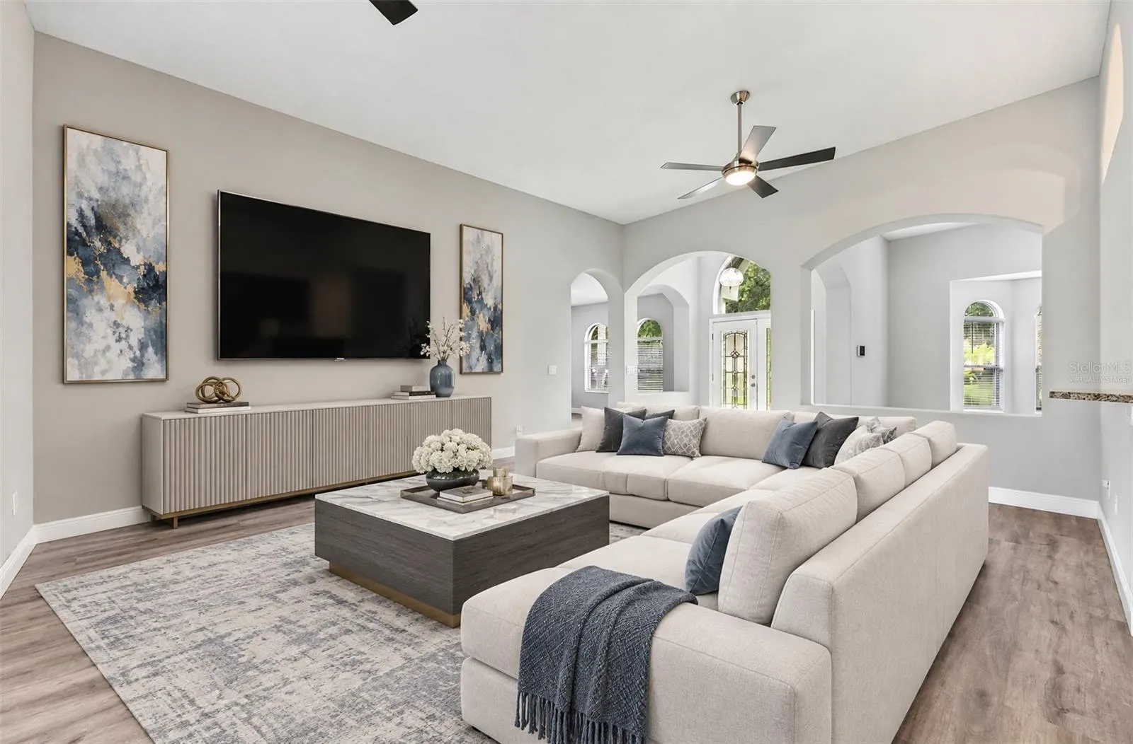 Family room off the kitchen. Virtually Staged.