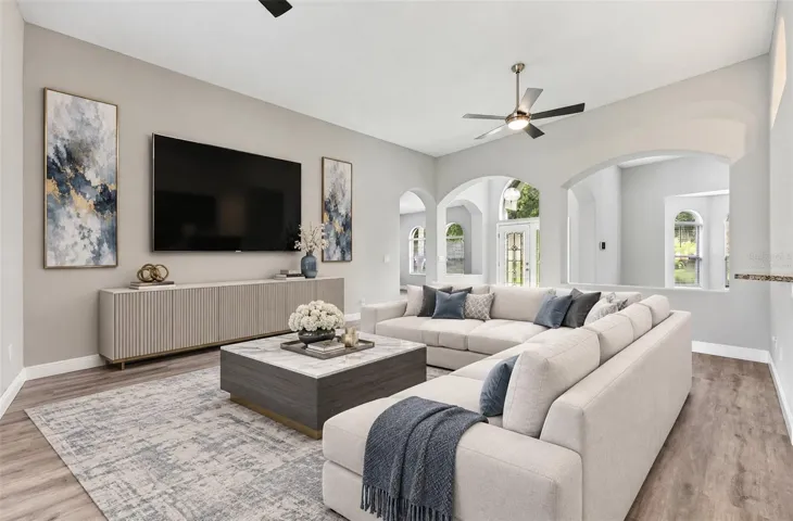Family room off the kitchen. Virtually Staged.