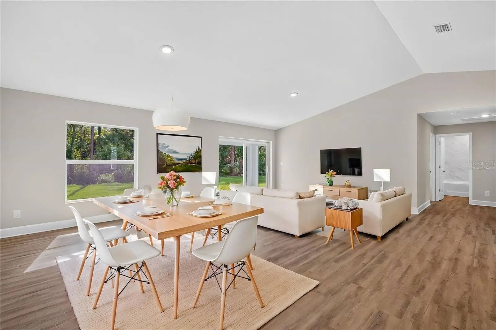 Virtually Staged Living room, Dining Room