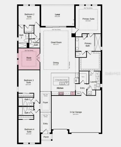 Floor Plan - Additional Highlights include: 8' interior doors, outdoor kitchen rough-in, and tray ceiling package