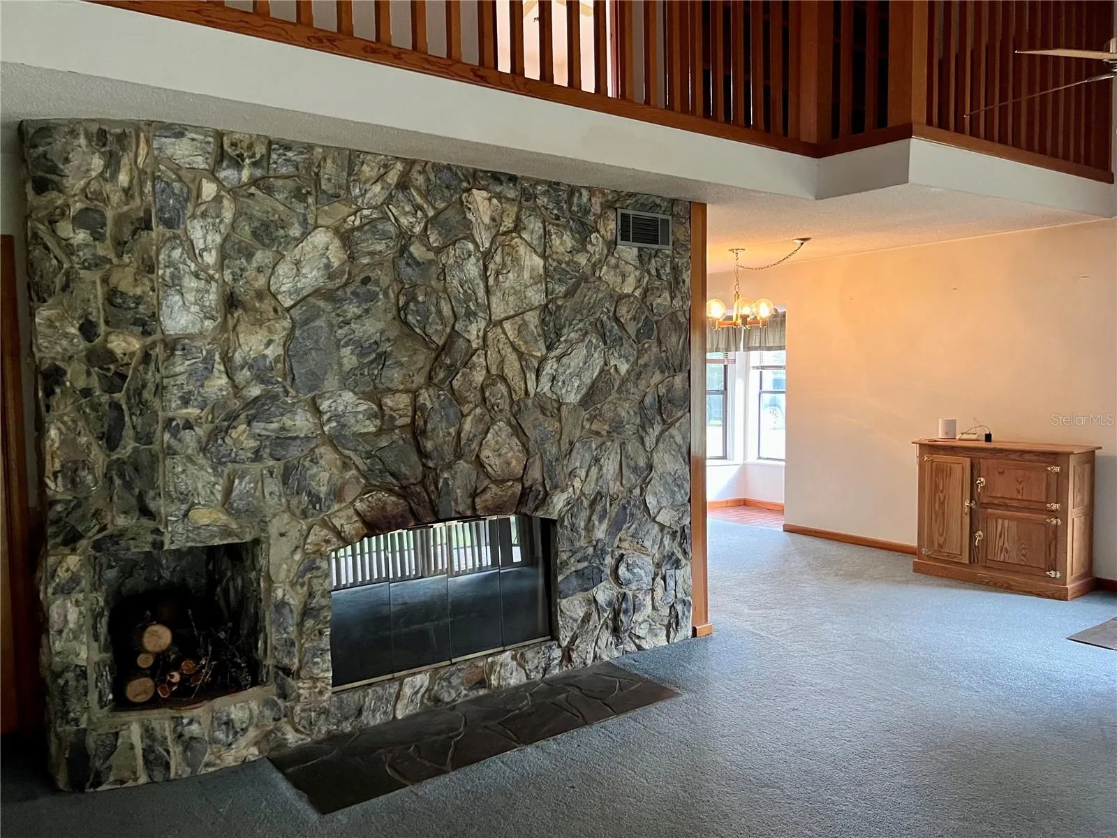 wood burning fireplace