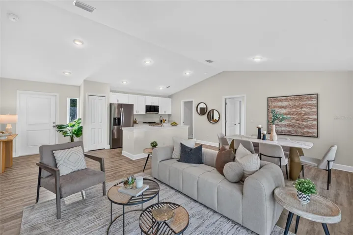 Open Concept with vaulted ceiling