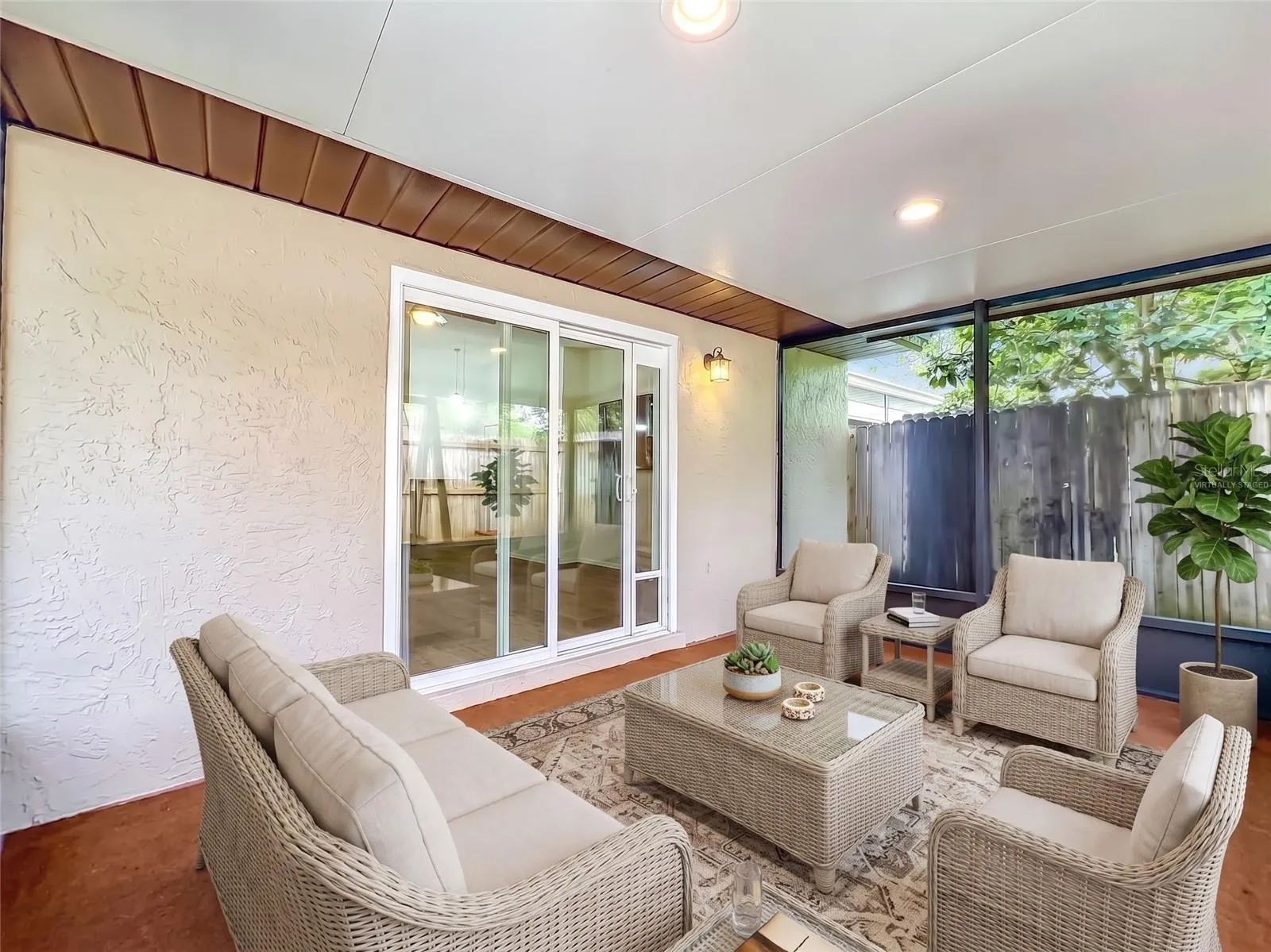 Covered Screened Porch Virtually Staged.