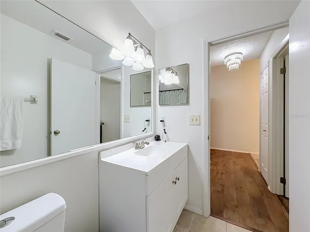 Main Bathroom. New Cabinet and Countertop.