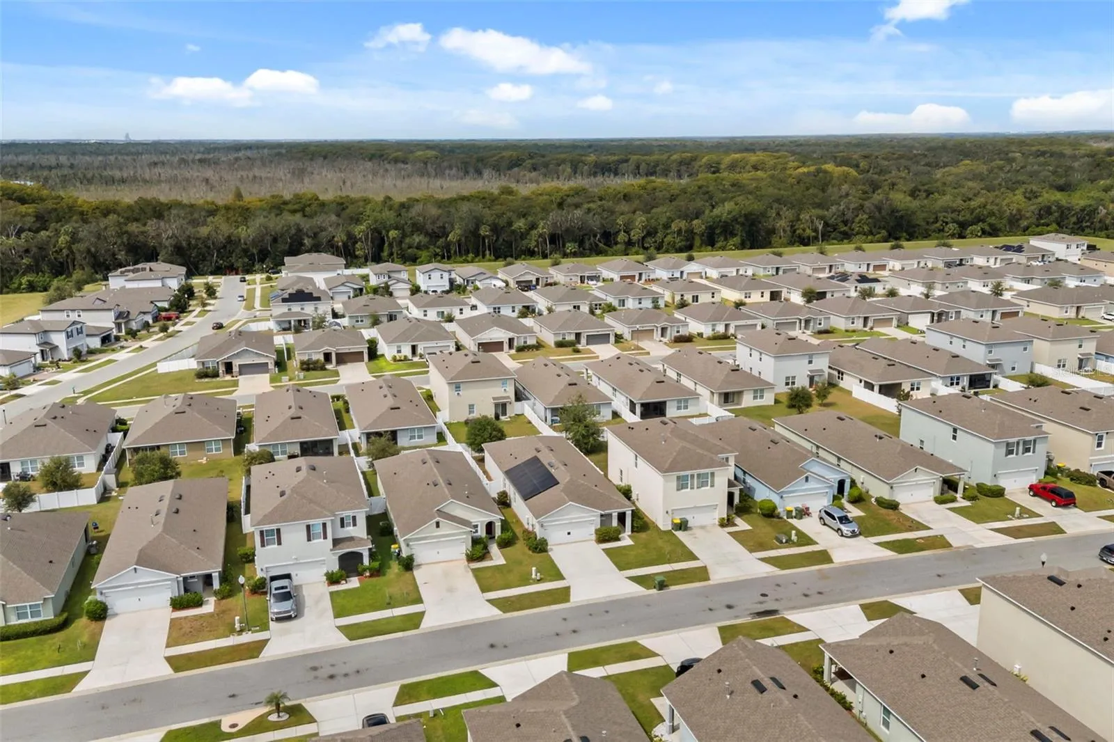 Aerial view highlighting Lake Denham Estates and the surrounding neighborhood.