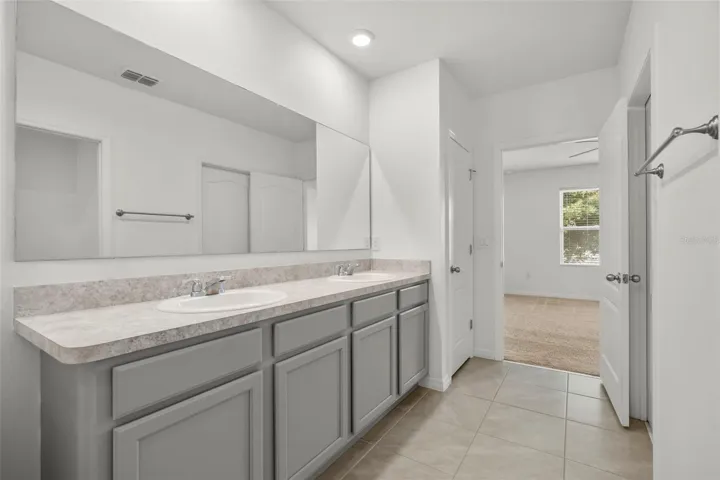 Additional view of the primary bath with ample vanity space.
