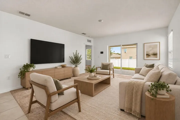 Virtually staged main living area from another angle.
