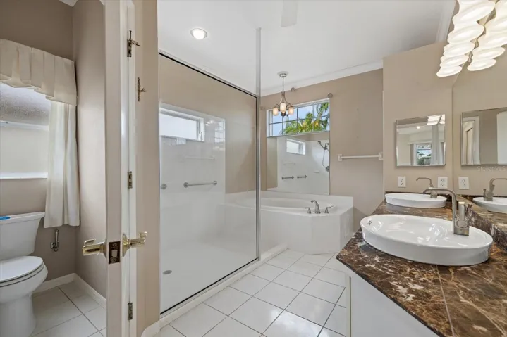 Primary Bath with Dual Vanity, Soaking Tub &amp; Walk-in Shower