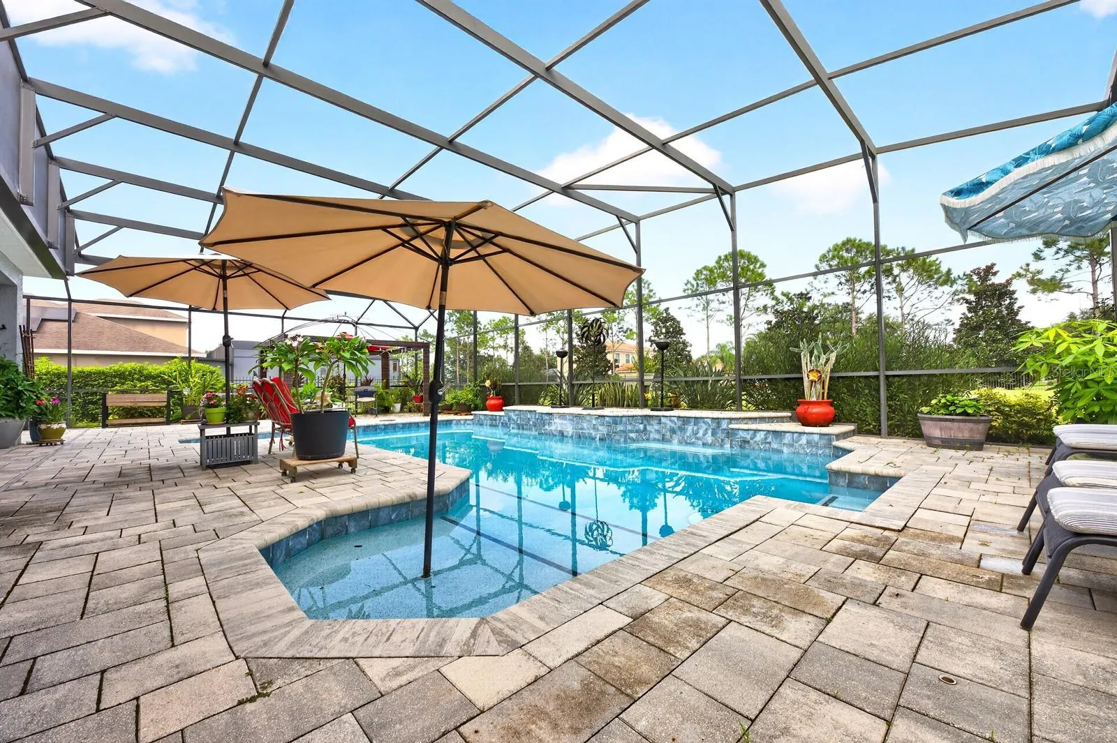 Private screened pool.