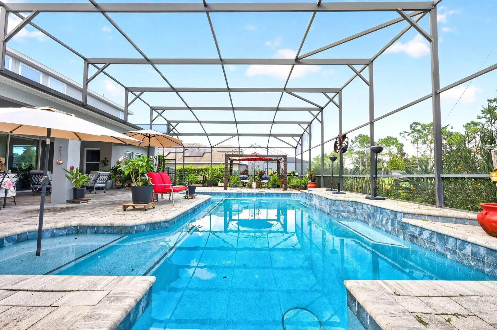 Private screened pool.