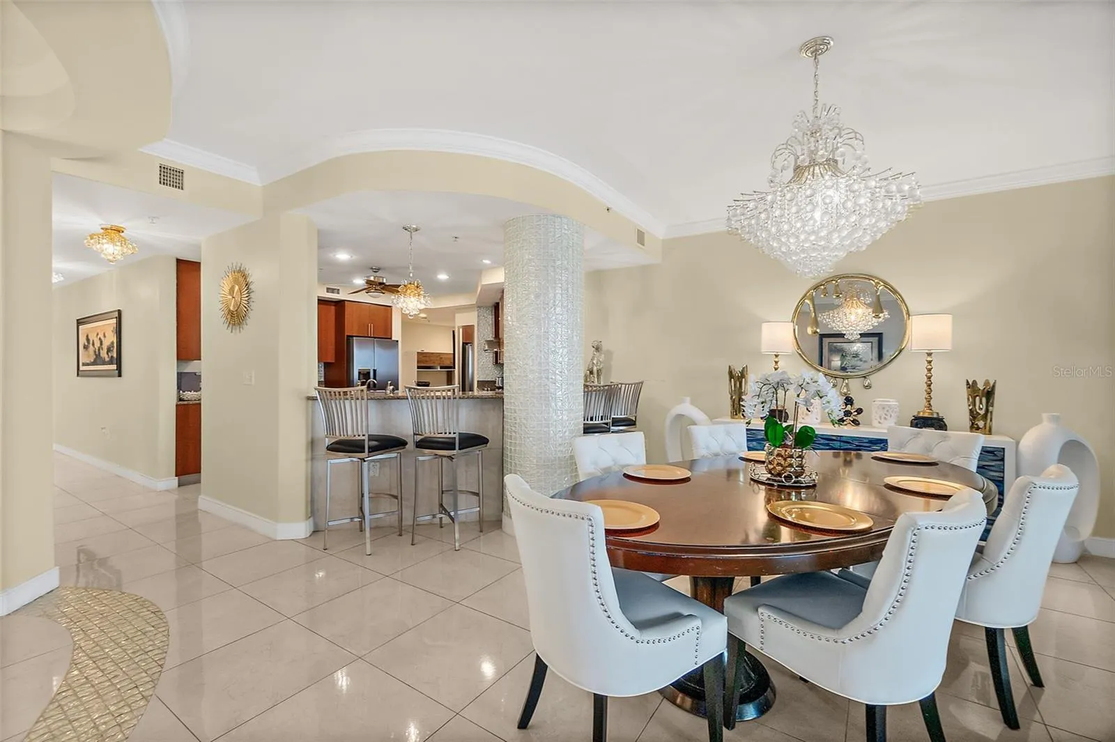 Dining room adjacent to loving room