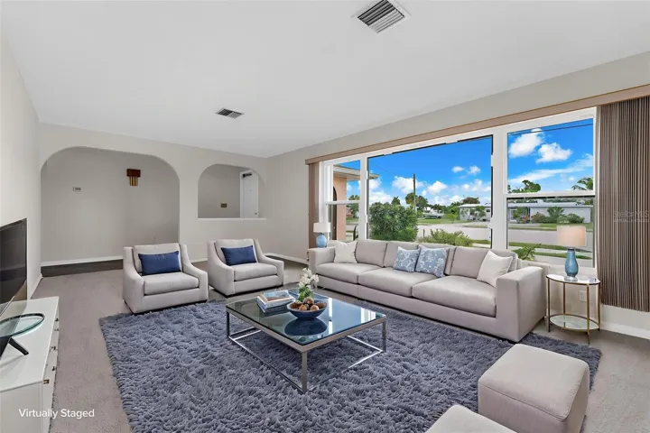 Living room virtually staged