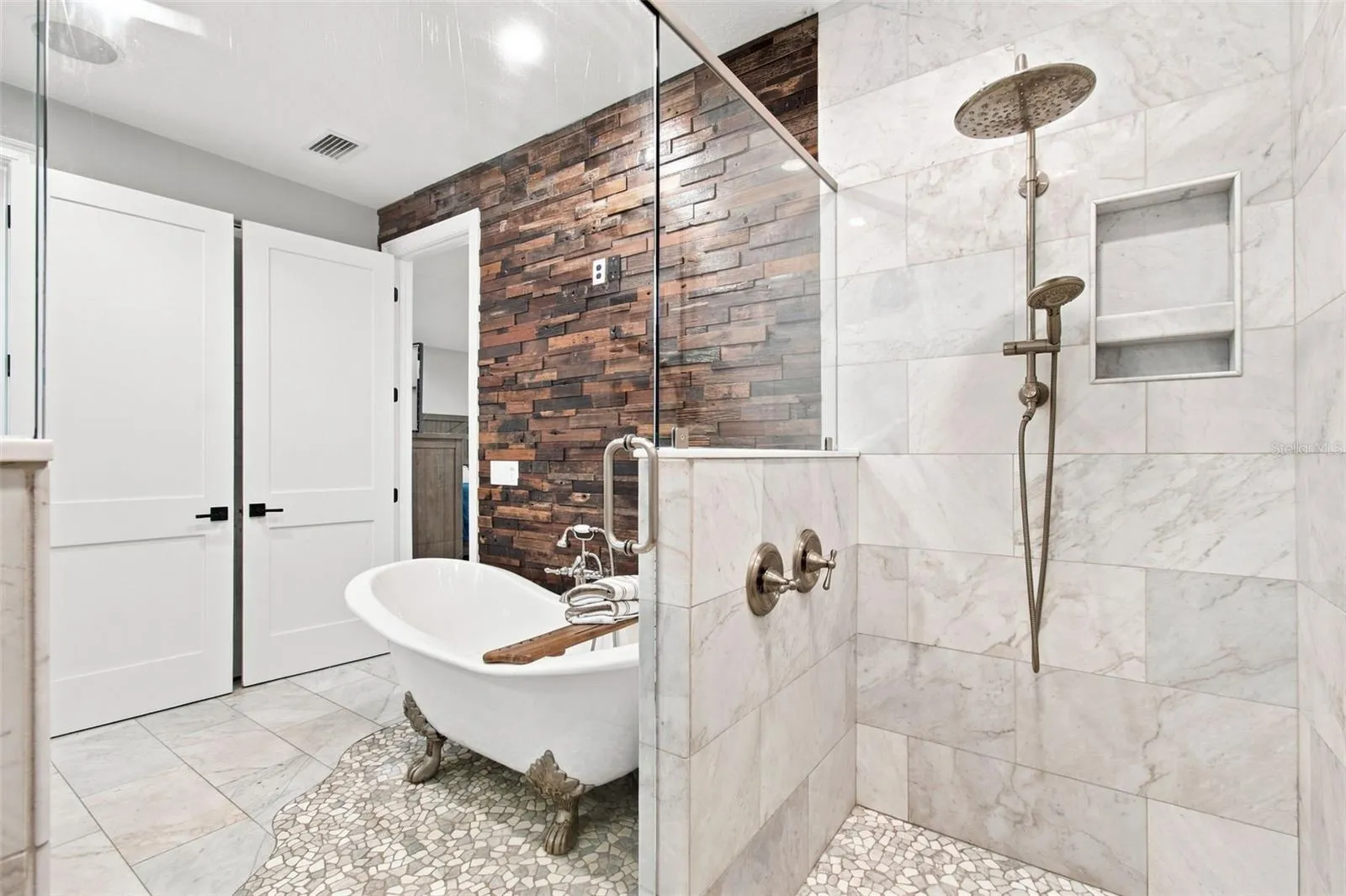 CLAW FOOT TUB AND WALK-IN SHOWER