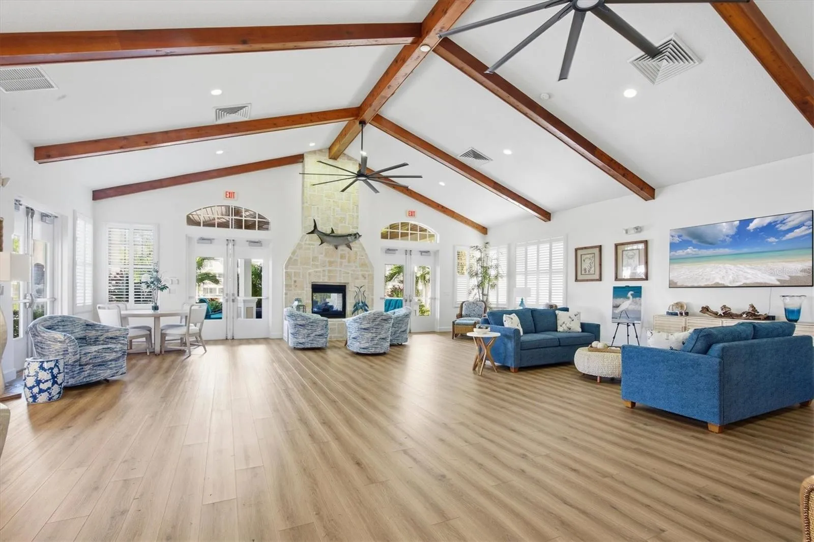 Clubhouse has an indoor/outdoor fireplace